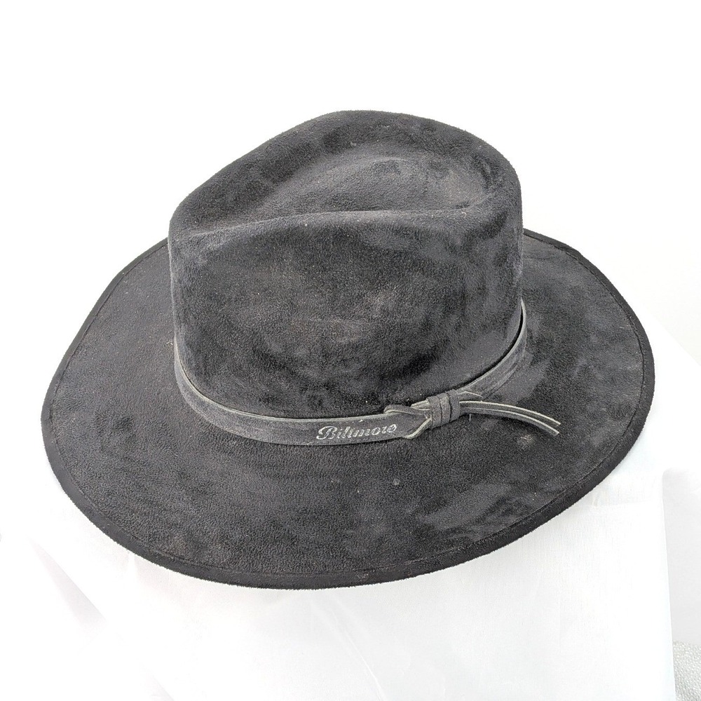 Biltmore Black Suede Rancher Fedora XXL 7 3/4 Western Cowboy‎ Hat
